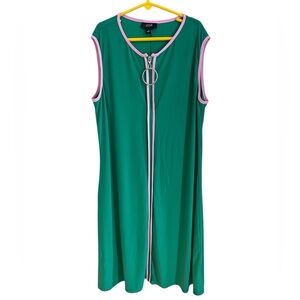 Green And Pink Dress with Zipper Detail